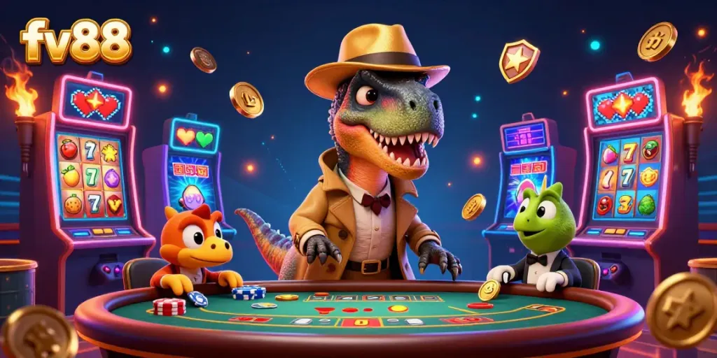 Experience thrilling blackjack action at fv88 with a velociraptor card counter, stegosaurus pit boss, and compy pickpocket.
