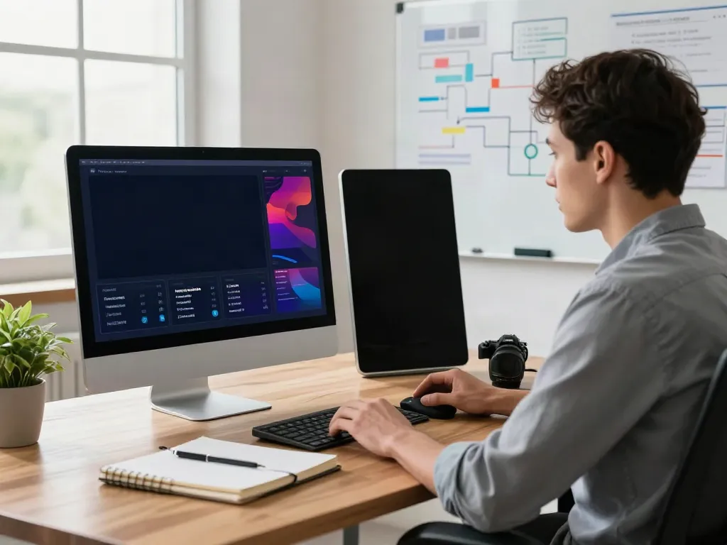 Content strategist analyzing instant indexing performance in a modern workspace