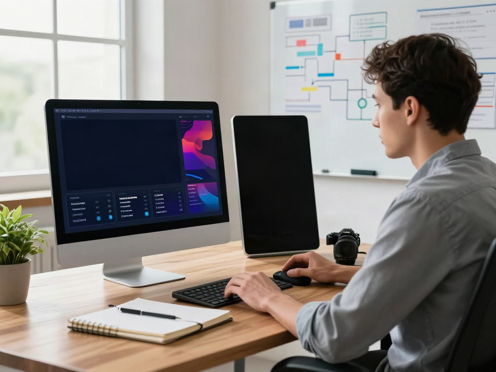 Content strategist analyzing instant indexing performance in a modern workspace