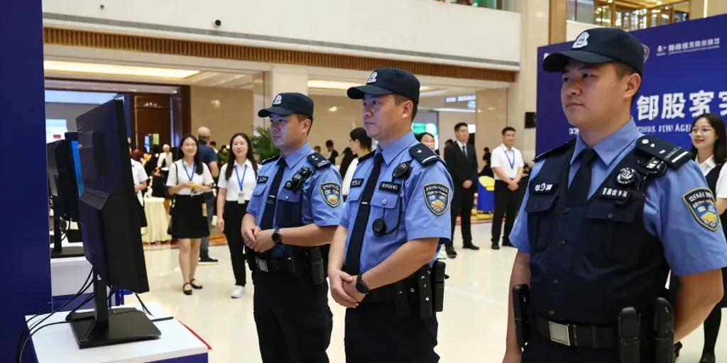 Security Services provided by licensed professionals at a corporate event, ensuring community safety and peace of mind.