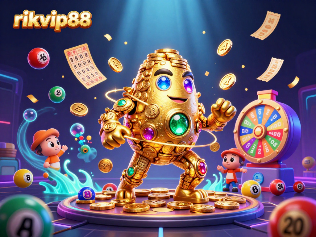 Engage with rikvip88 for thrilling lottery action featuring a dynamic scene of games and vibrant prizes.