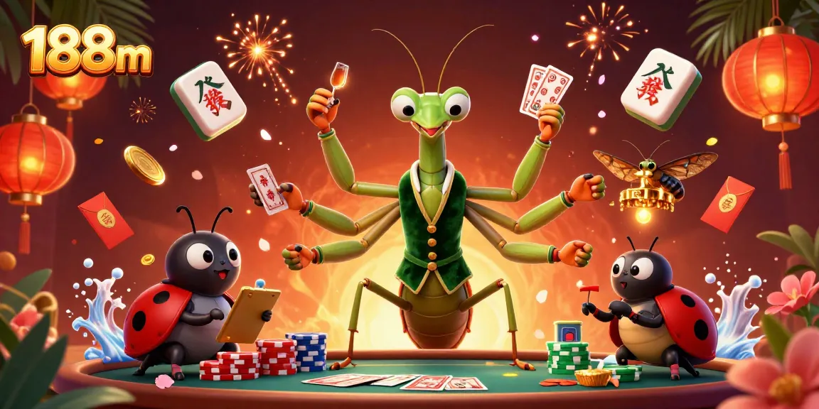 Win big at 188m with our vibrant casino scene featuring a mantis card sharp and ladybug pit boss.