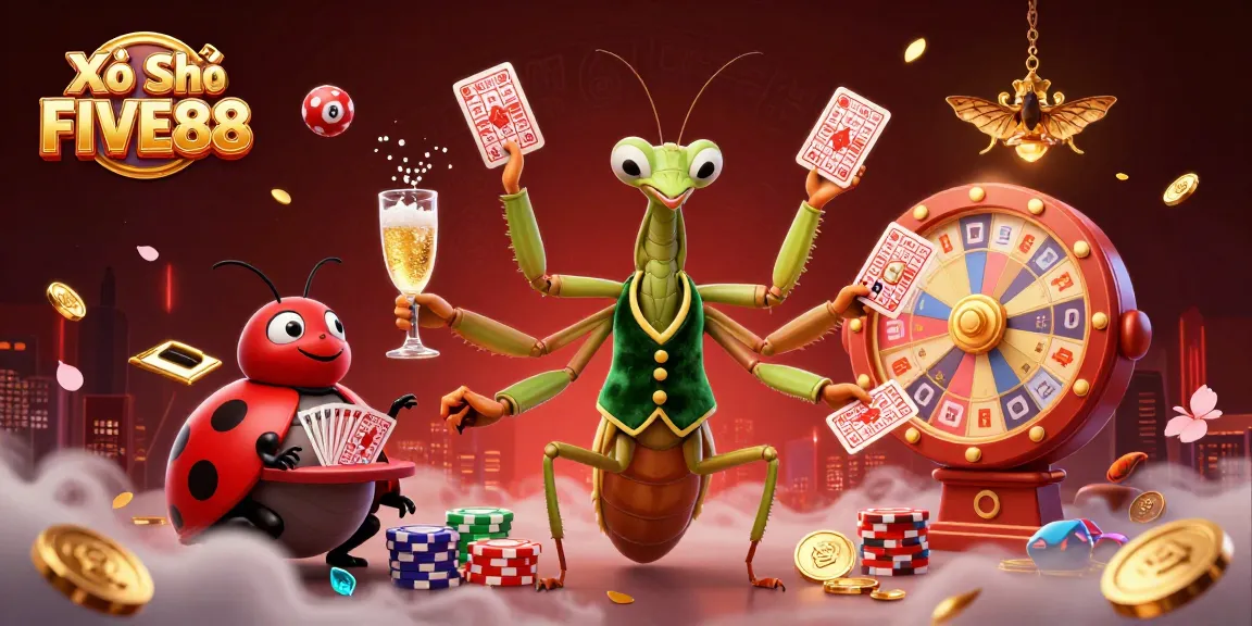 Xổ Số FIVE88 offers thrilling lottery excitement with vibrant balls and interactive prize wheel.