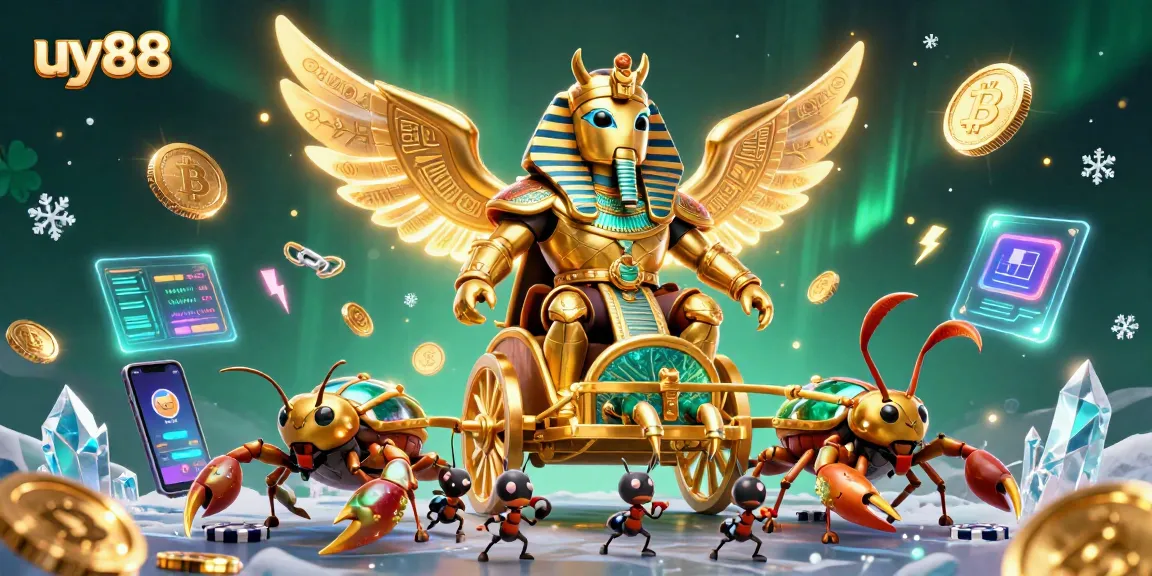 Experience high-stakes winning at uy88, featuring a vibrant 3D casino scene with iconic gaming elements.