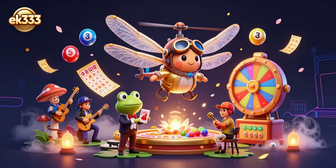 Experience the excitement of ek333 at an animated lily pad casino with lively characters.
