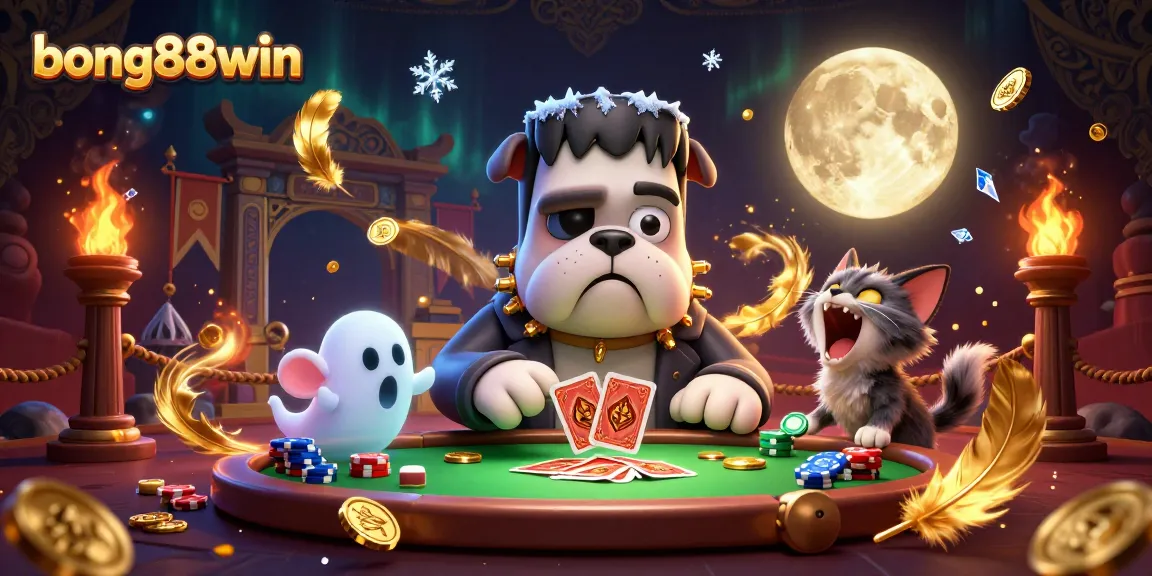 Experience thrilling card games at bong88win within a vibrant casino scene filled with unique characters.