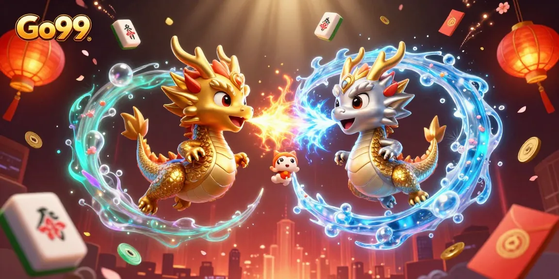 Engage with Go99’s vibrant online gaming experience amidst mystical dragons and festive elements.