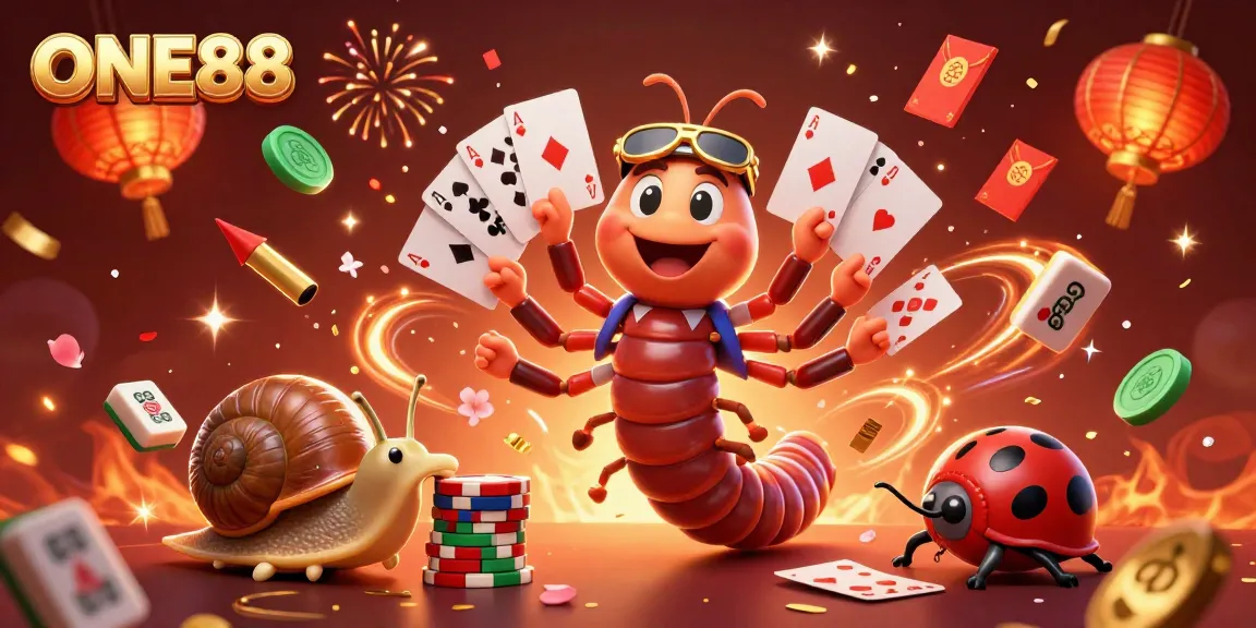 Experience thrilling gaming action with ONE88’s vibrant 3D casino illustration featuring unique characters.