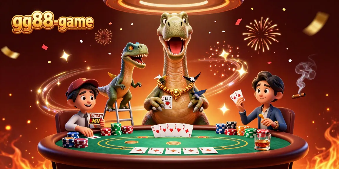 Engage in thrilling games at gg88-game with lively characters at a dynamic poker table.