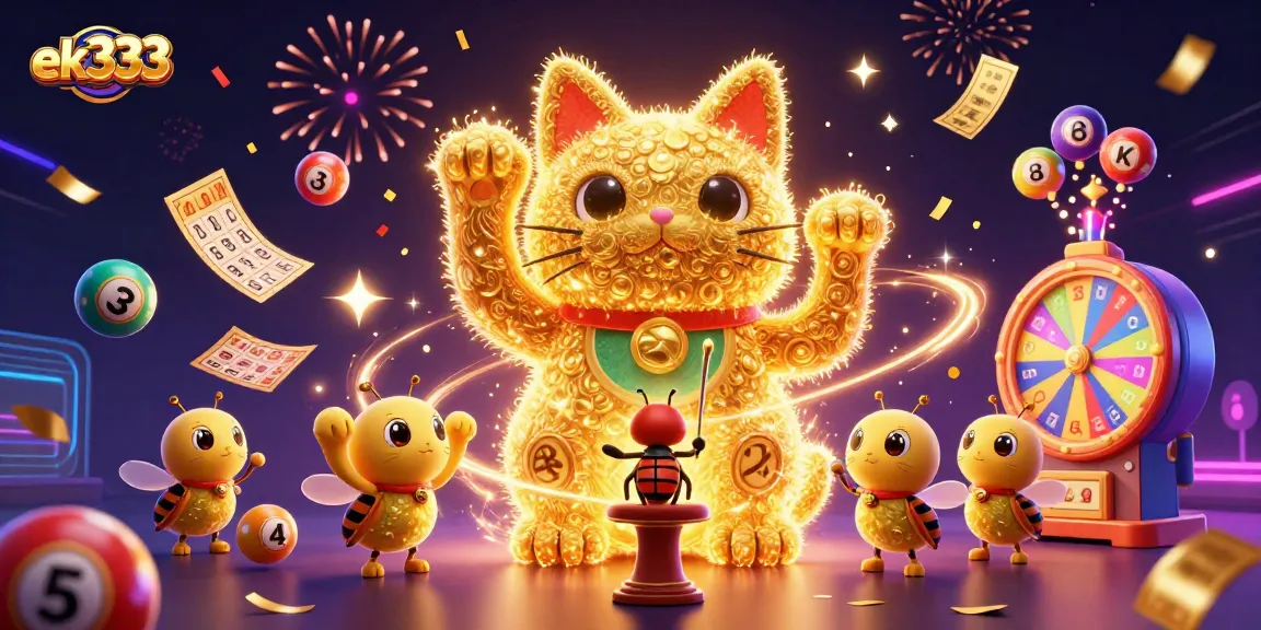 Join the excitement with ek333's vibrant casino scene featuring a golden lucky cat!