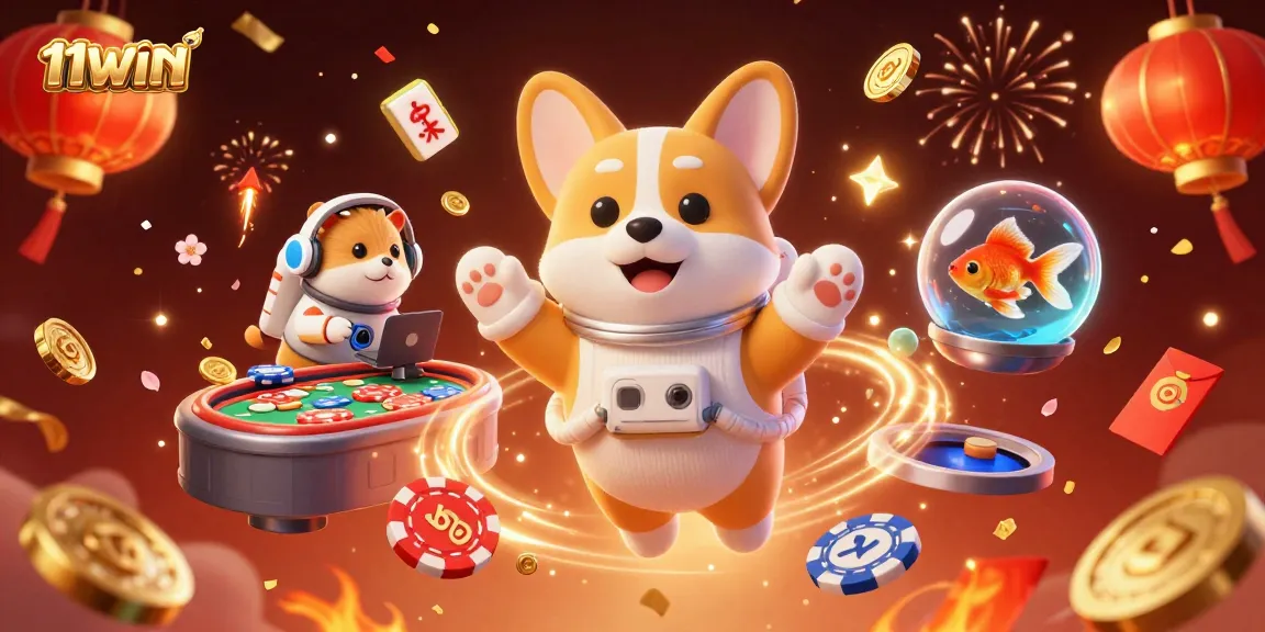 Experience thrilling gameplay at 11WIN with a dynamic space casino adventure illustration.