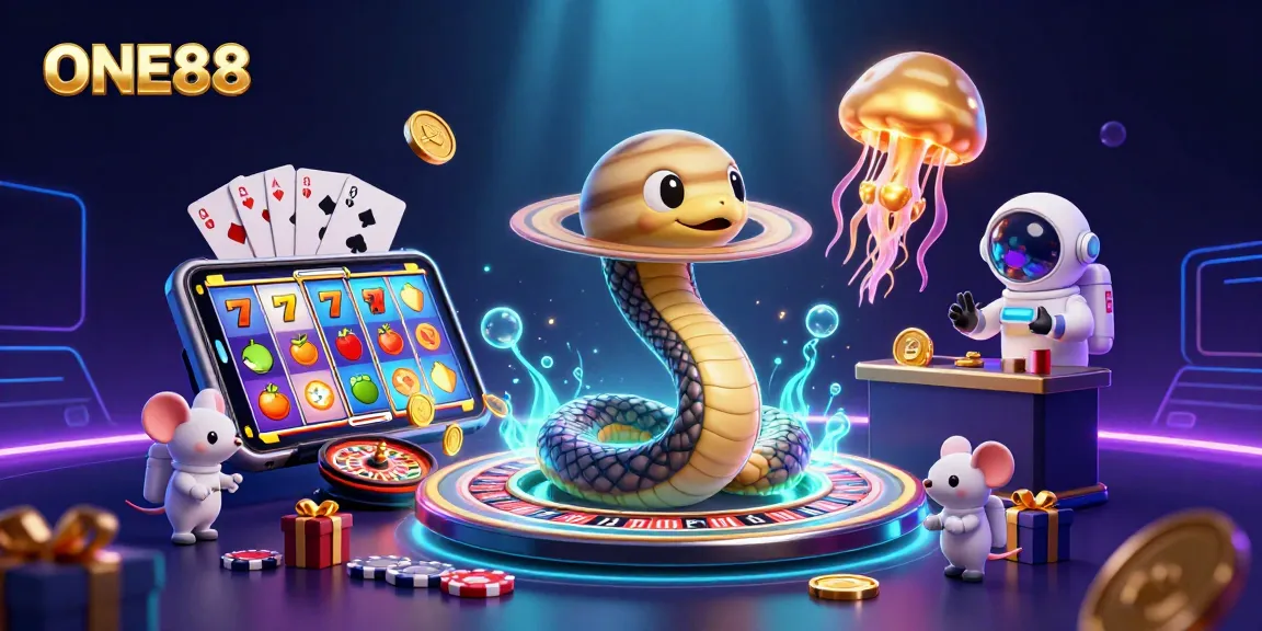 Experience thrilling gaming at ONE88 with a cosmic scene of space-themed betting fun.