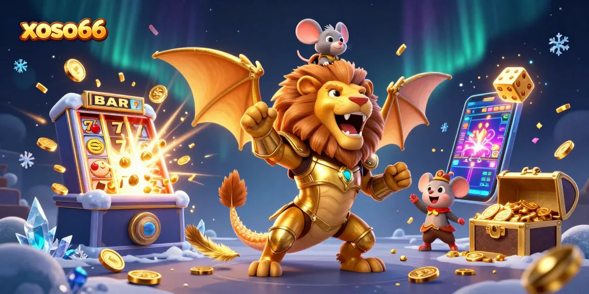 Xoso66 unleashes winning moments with an epic jackpot explosion in a vibrant 3D casino scene.