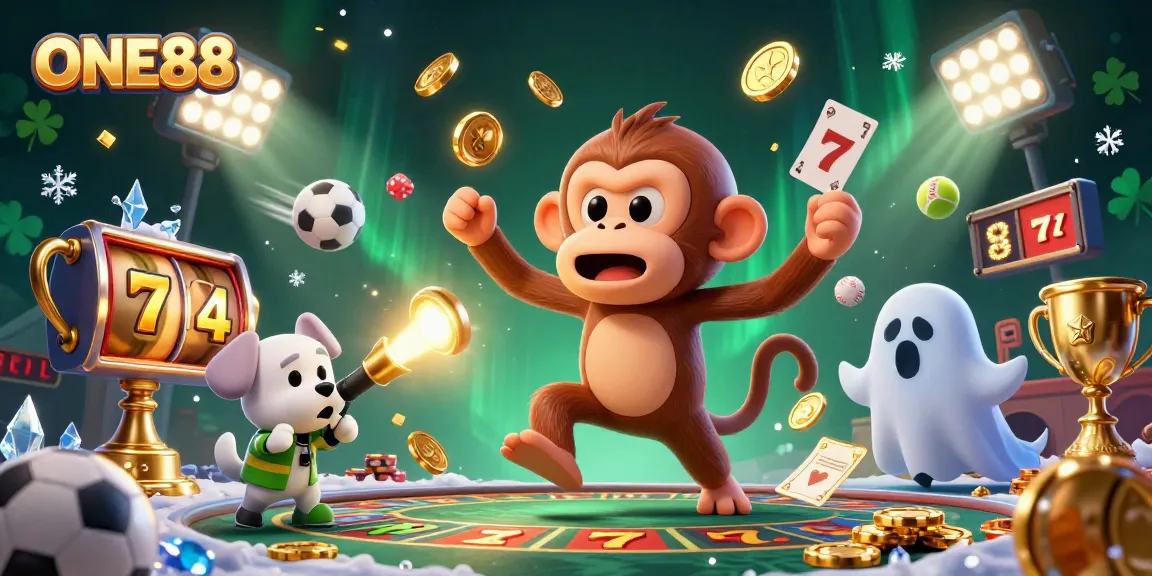 Experience thrilling action with the ONE88 casino poltergeist monkey juggling golden rewards amid vibrant gaming elements.